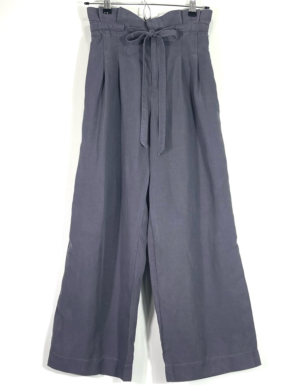 CLUB MONACO Women's Linen Blend Wide-Leg Paperbag Waist Pants Belt Gray Size 00